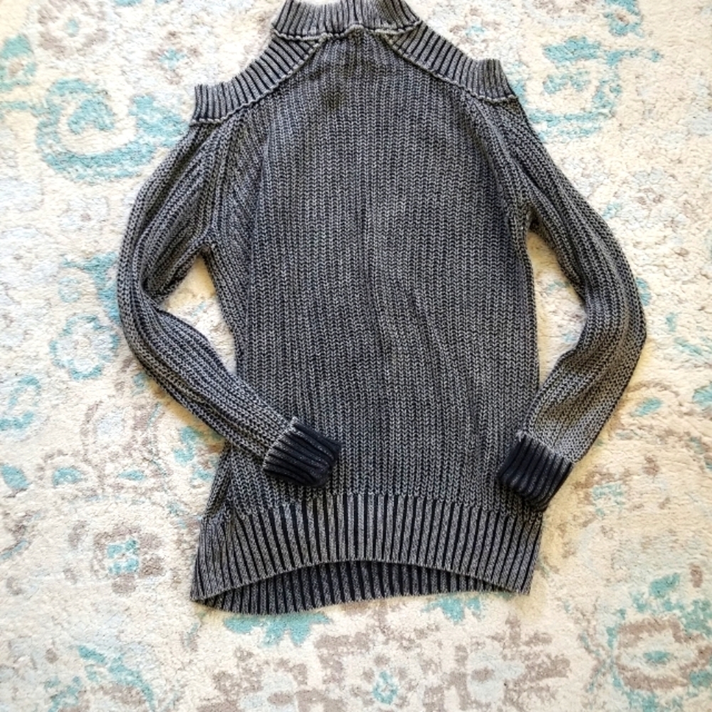 Grey off shoulders turtleneck sweater dress